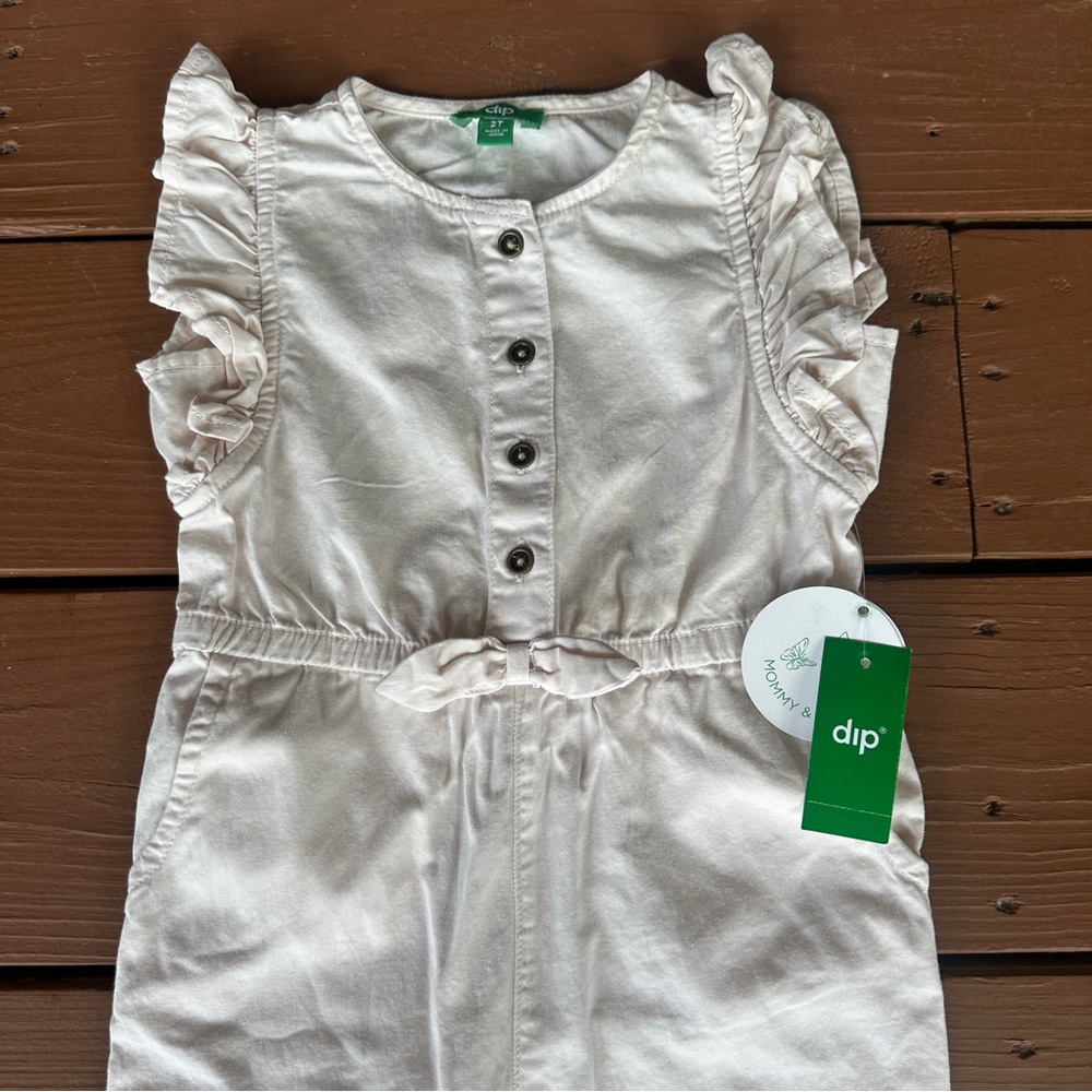 dip Cream Button-Up Ruffle Jumpsuit - Picture 3 of 9